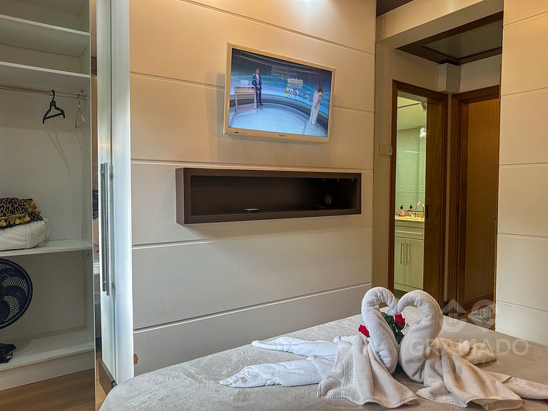 Conforto, 2Q + Lareira e Churrasqueira+Wiffi+Vaga